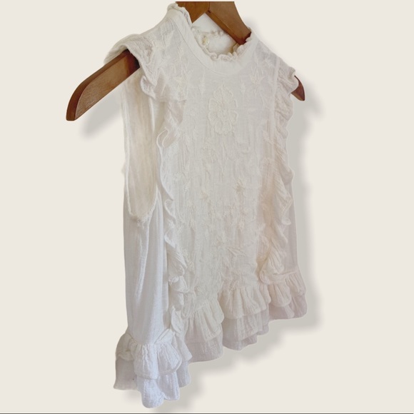Zara Ruffled Embroidered Crop Blouse - Picture 2 of 5